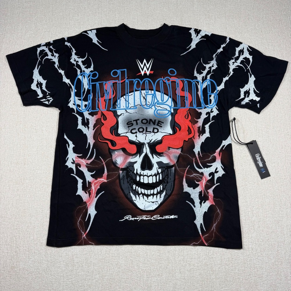 Civil Regime WWE Stone Cold Steve Austin Raising Hell Oversized Tee Black Medium
